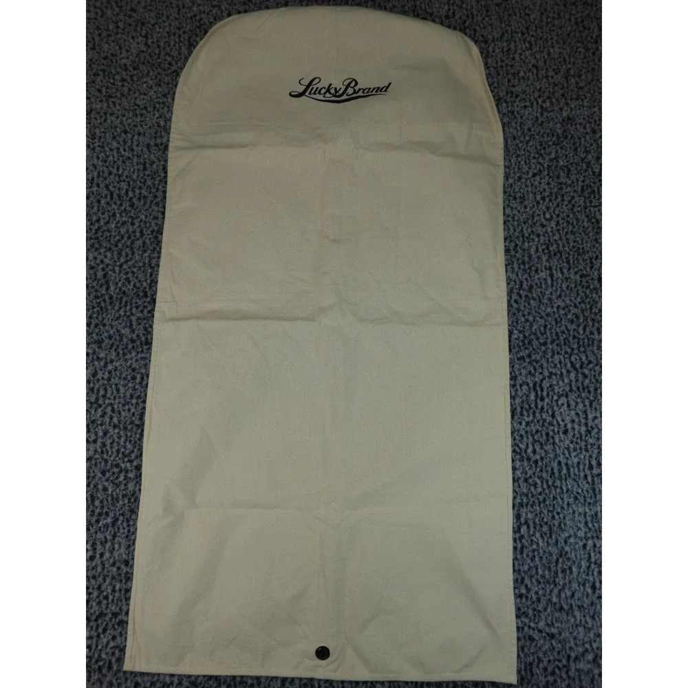 Lucky Brand Garment Bag Cream‎ Canvas Zippered Travel Suit Cover Large Logo
